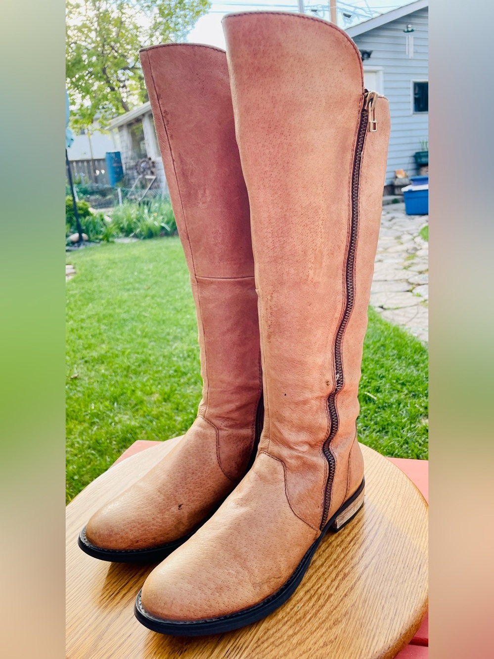 Steve Madden Leather Over-the-Knee Tan Boots